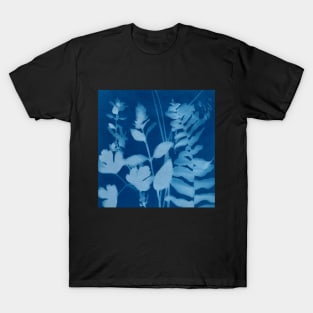 Blue Cyanotype Herb Garden Plants Print T-Shirt